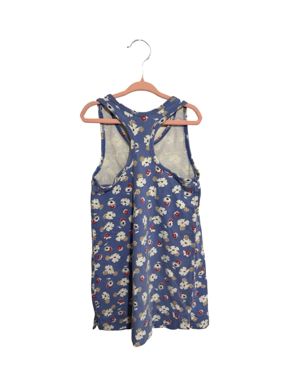 L.L.Bean Girls Red White Blue Floral Play Dress Size 5/6